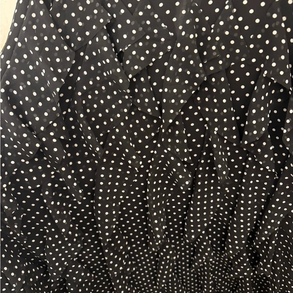 New Maxi Size M black white polka dot tie neck modest dress fancy - Picture 4 of 4